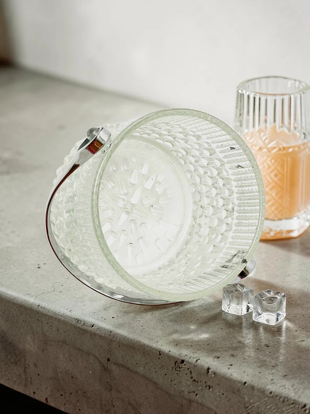 Mid Century French Teleflora Textured Raindrop Crystal Mini Ice Bucket 5